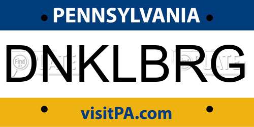 DNKLBRG Pennsylvania License Plate