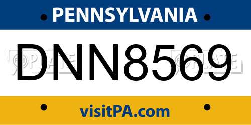 DNN8569 Pennsylvania License Plate
