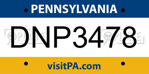 DNP3478 Pennsylvania License Plate
