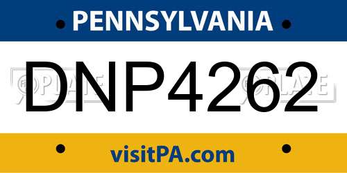 DNP4262 Pennsylvania License Plate