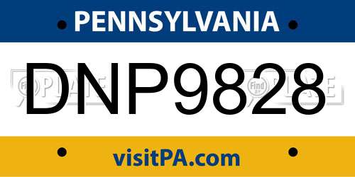 DNP9828 Pennsylvania License Plate