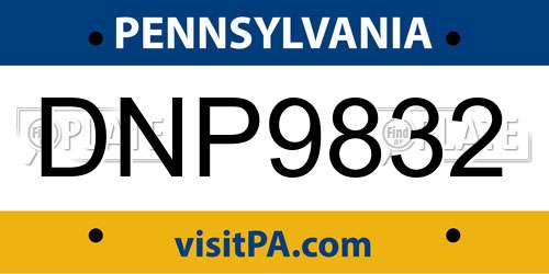 DNP9832 Pennsylvania License Plate