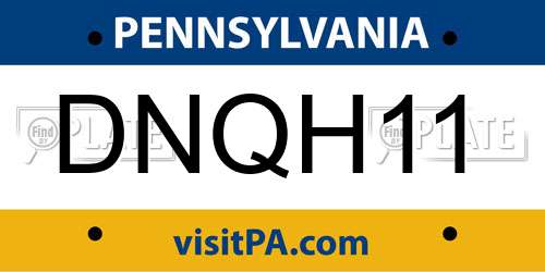 DNQH11 Pennsylvania License Plate