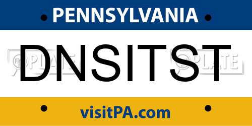 DNSITST Pennsylvania License Plate