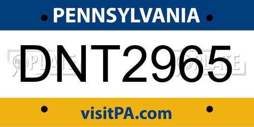 DNT2965 Pennsylvania License Plate