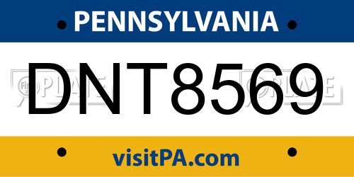 DNT8569 Pennsylvania License Plate