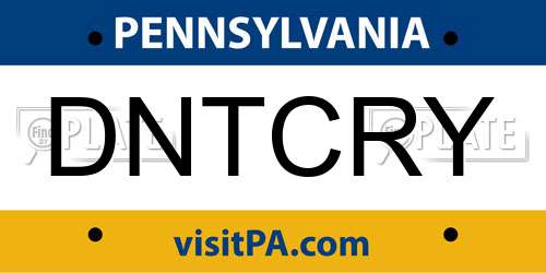 DNTCRY Pennsylvania License Plate