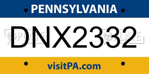 DNX2332 Pennsylvania License Plate