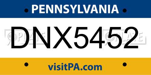 DNX5452 Pennsylvania License Plate