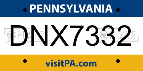 DNX7332 Pennsylvania License Plate