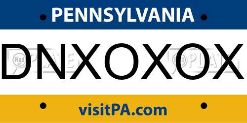 DNXOXOX Pennsylvania License Plate