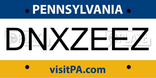 DNXZEEZ Pennsylvania License Plate