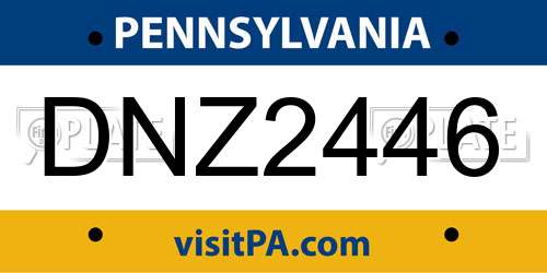 DNZ2446 Pennsylvania License Plate
