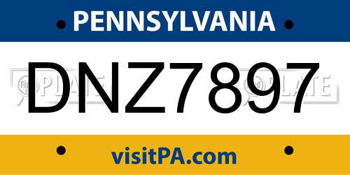 DNZ7897 Pennsylvania License Plate