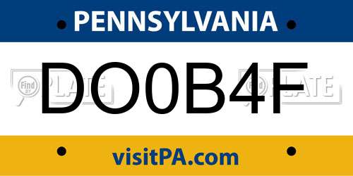 DO0B4F Pennsylvania License Plate