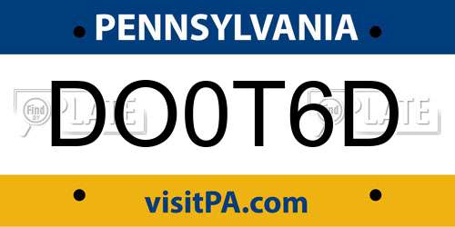 DO0T6D Pennsylvania License Plate