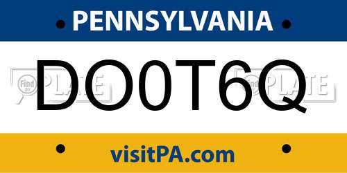 DO0T6Q Pennsylvania License Plate