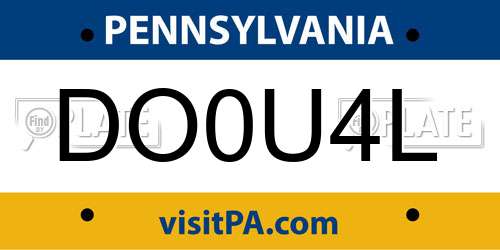 DO0U4L Pennsylvania License Plate