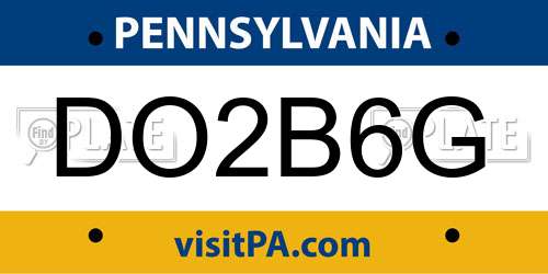 DO2B6G Pennsylvania License Plate