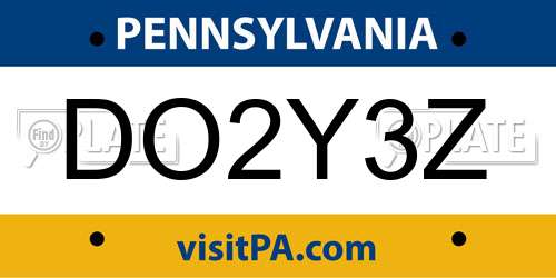 DO2Y3Z Pennsylvania License Plate