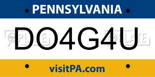 DO4G4U Pennsylvania License Plate