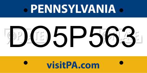 DO5P563 Pennsylvania License Plate