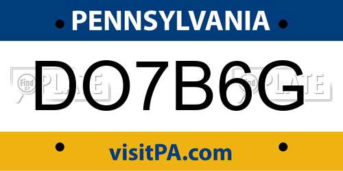 DO7B6G Pennsylvania License Plate