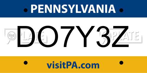 DO7Y3Z Pennsylvania License Plate