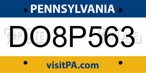 DO8P563 Pennsylvania License Plate