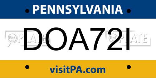 DOA72I Pennsylvania License Plate