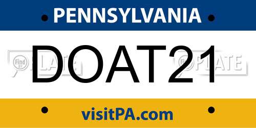 DOAT21 Pennsylvania License Plate