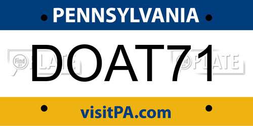 DOAT71 Pennsylvania License Plate