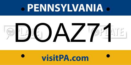 DOAZ71 Pennsylvania License Plate