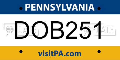 DOB251 Pennsylvania License Plate