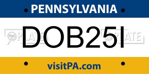DOB25I Pennsylvania License Plate