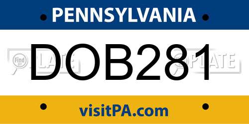 DOB281 Pennsylvania License Plate