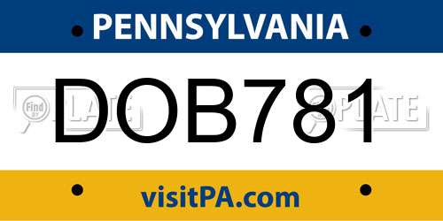 DOB781 Pennsylvania License Plate