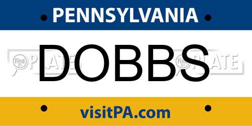 DOBBS Pennsylvania License Plate