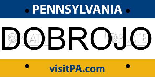 DOBROJO Pennsylvania License Plate