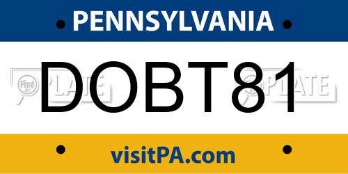 DOBT81 Pennsylvania License Plate