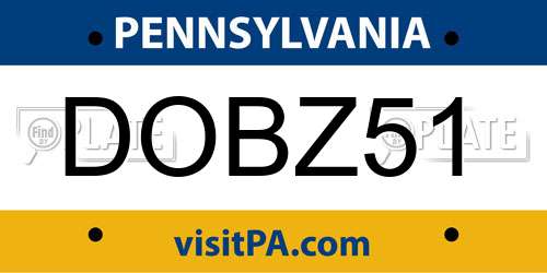 DOBZ51 Pennsylvania License Plate