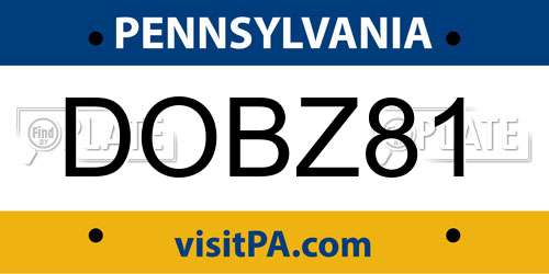 DOBZ81 Pennsylvania License Plate