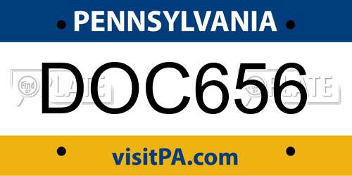 DOC656 Pennsylvania License Plate