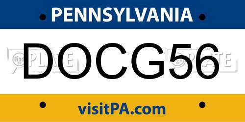 DOCG56 Pennsylvania License Plate
