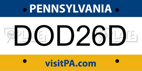 DOD26D Pennsylvania License Plate