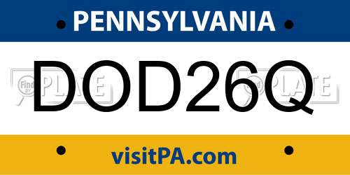 DOD26Q Pennsylvania License Plate
