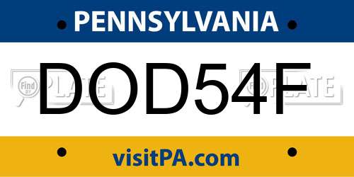 DOD54F Pennsylvania License Plate