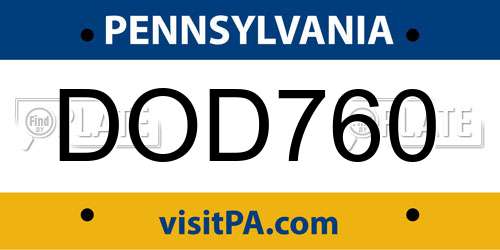 DOD760 Pennsylvania License Plate