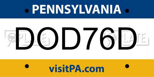 DOD76D Pennsylvania License Plate