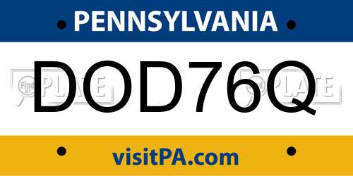 DOD76Q Pennsylvania License Plate
